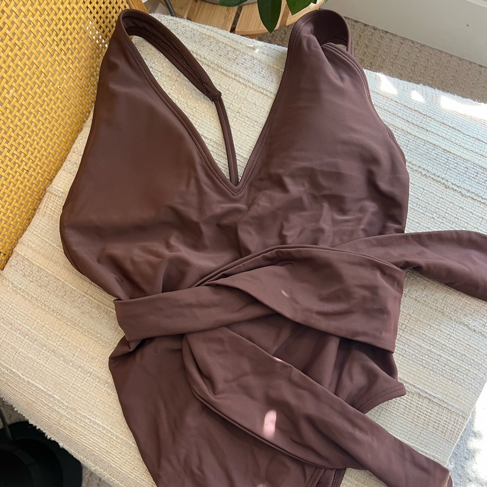 Abercrombie Brown One-Piece Swimsuit with tie